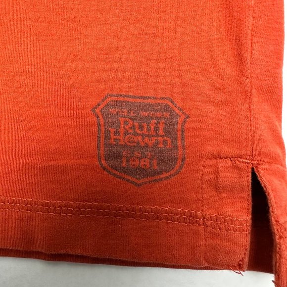 RuffHewn | Orange Pull Over Short Sleeve Shirt w/ Button Neck | Size XL - Picture 7 of 8